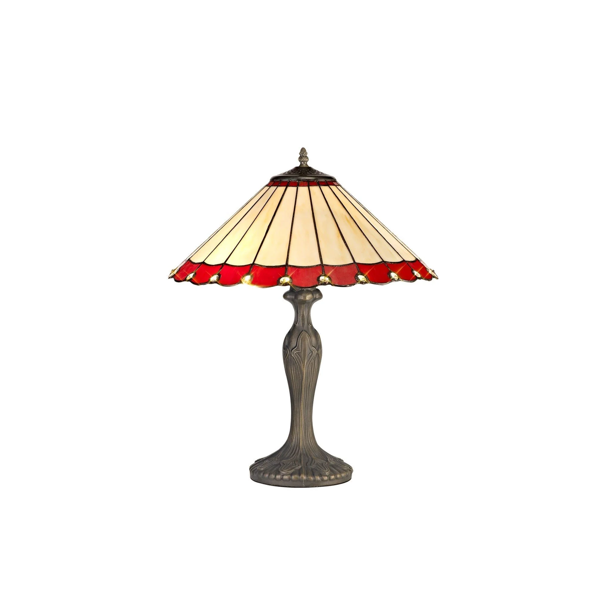 Umbria 2 Light Curved, Octagonal, Tree Table Lamp E27 With 40cm Tiffany Shade
