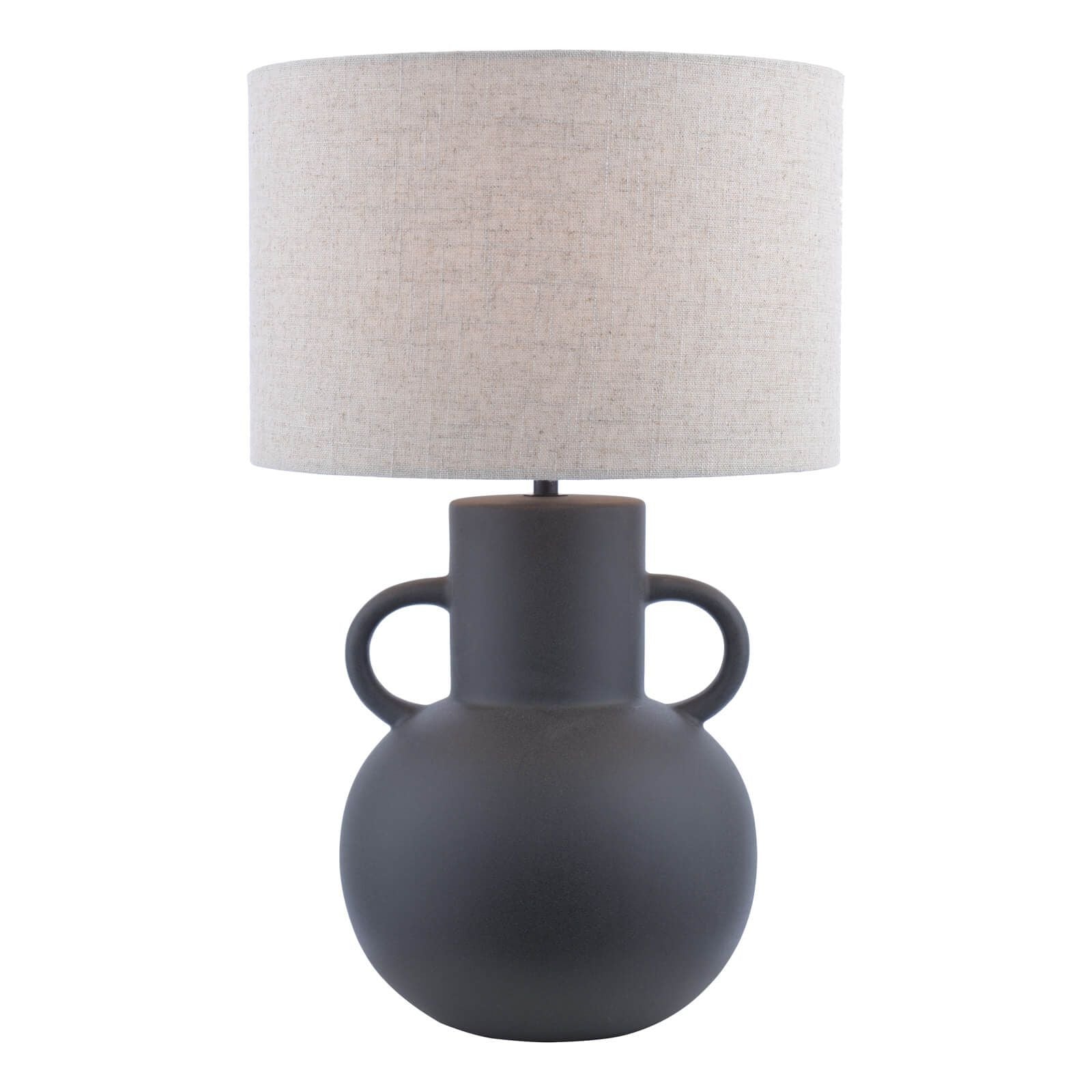 Urn Ceramic Table Lamp- Black With Shade