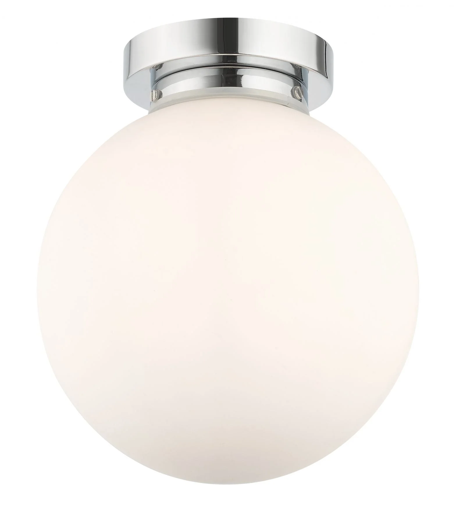 Vanity 1 Light Flush IP44 - Matt Black/Polished Chrome with Opal Ball