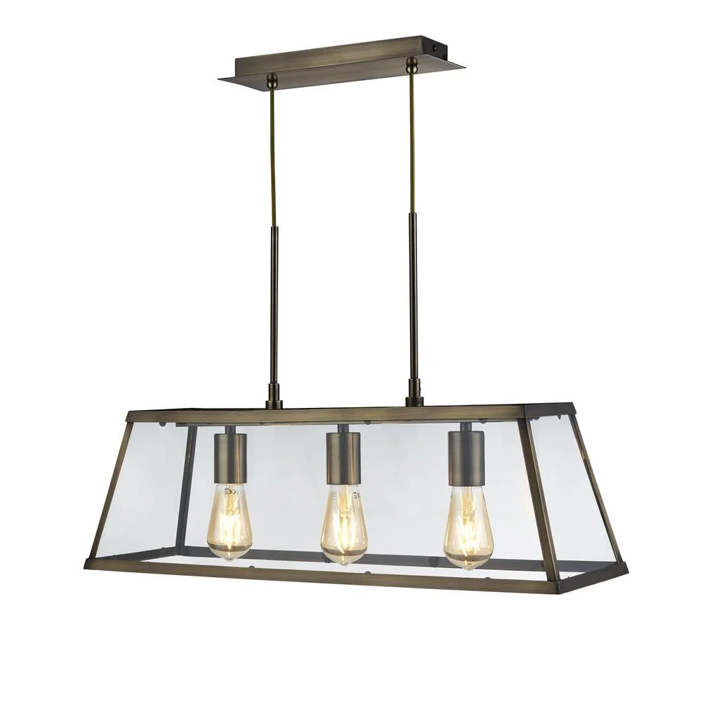 Voyager 3/5Lt Island/Kitchen Table Ceiling Light - Black/Chrome/Antique Brass Finish - Image 11