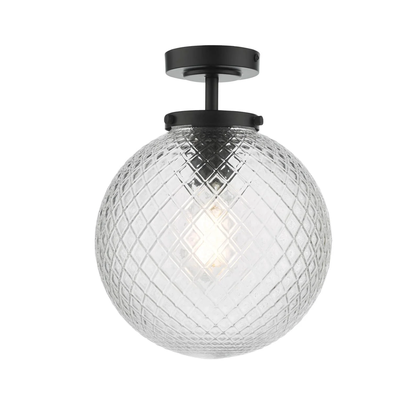Wayne 1Lt Semi Flush IP44 Bathroom Light - Polished Chrome/ Matt Black Finish