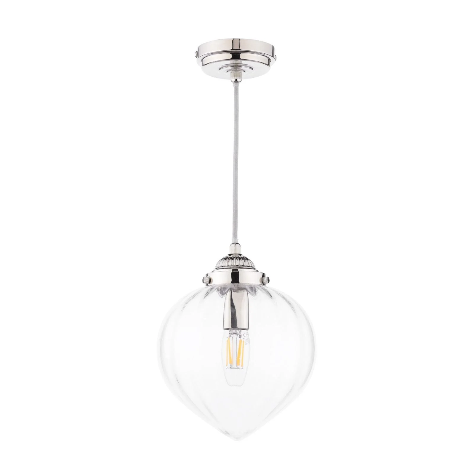 Whitham Pendant Polished Nickel/Antique Brass  and Ribbed Glass - Image 3