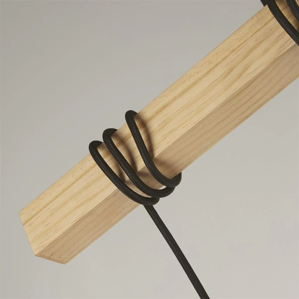Woody  4/6Lt Kitchen Light - Natural Wood & Black Metal - Image 7