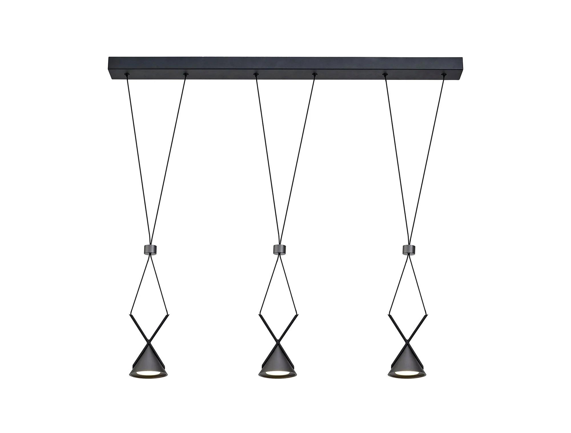 Xander Bar Linear Pendant 3 Light, 3 x 3W LED, 3000K, 350lm, Sand Black/Grey, 3yrs Warranty