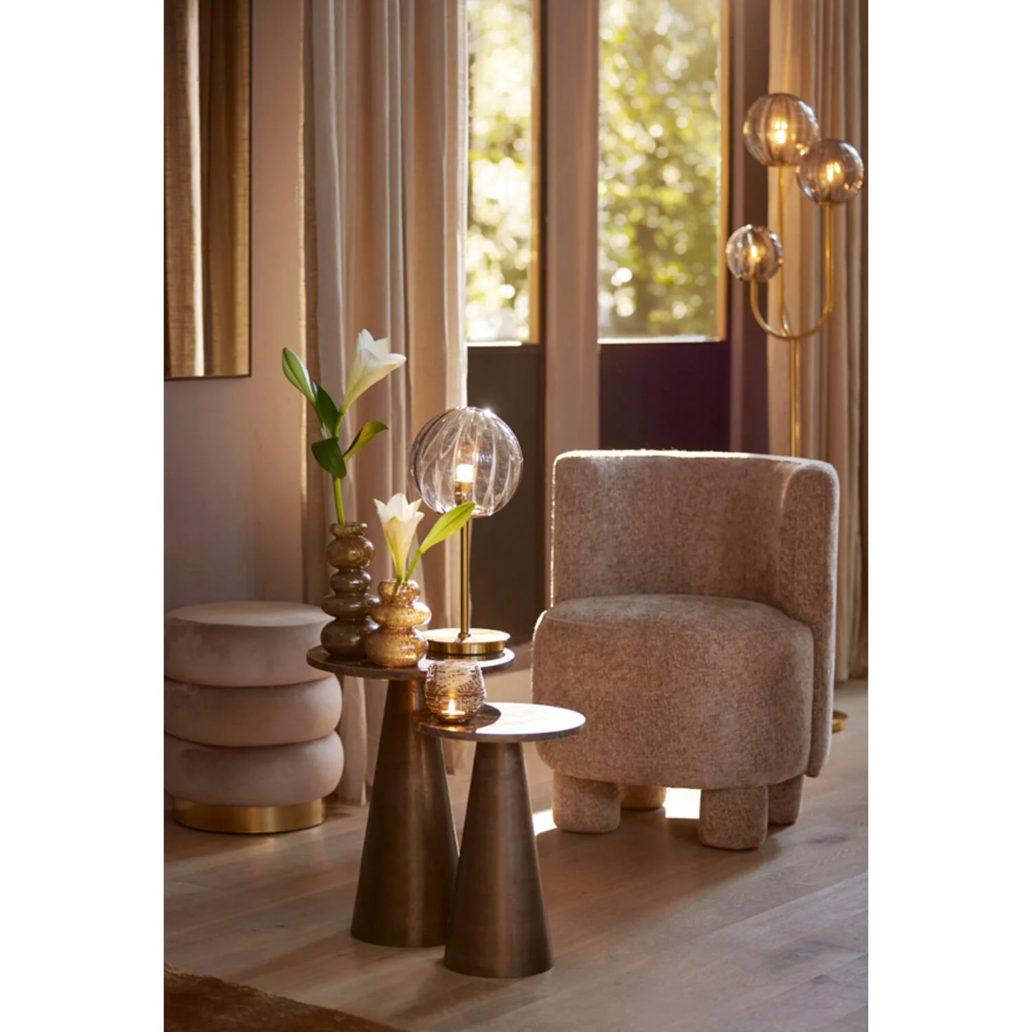 Ynez Side Table- Dark Brown Marble+Dark Brown - Image 6