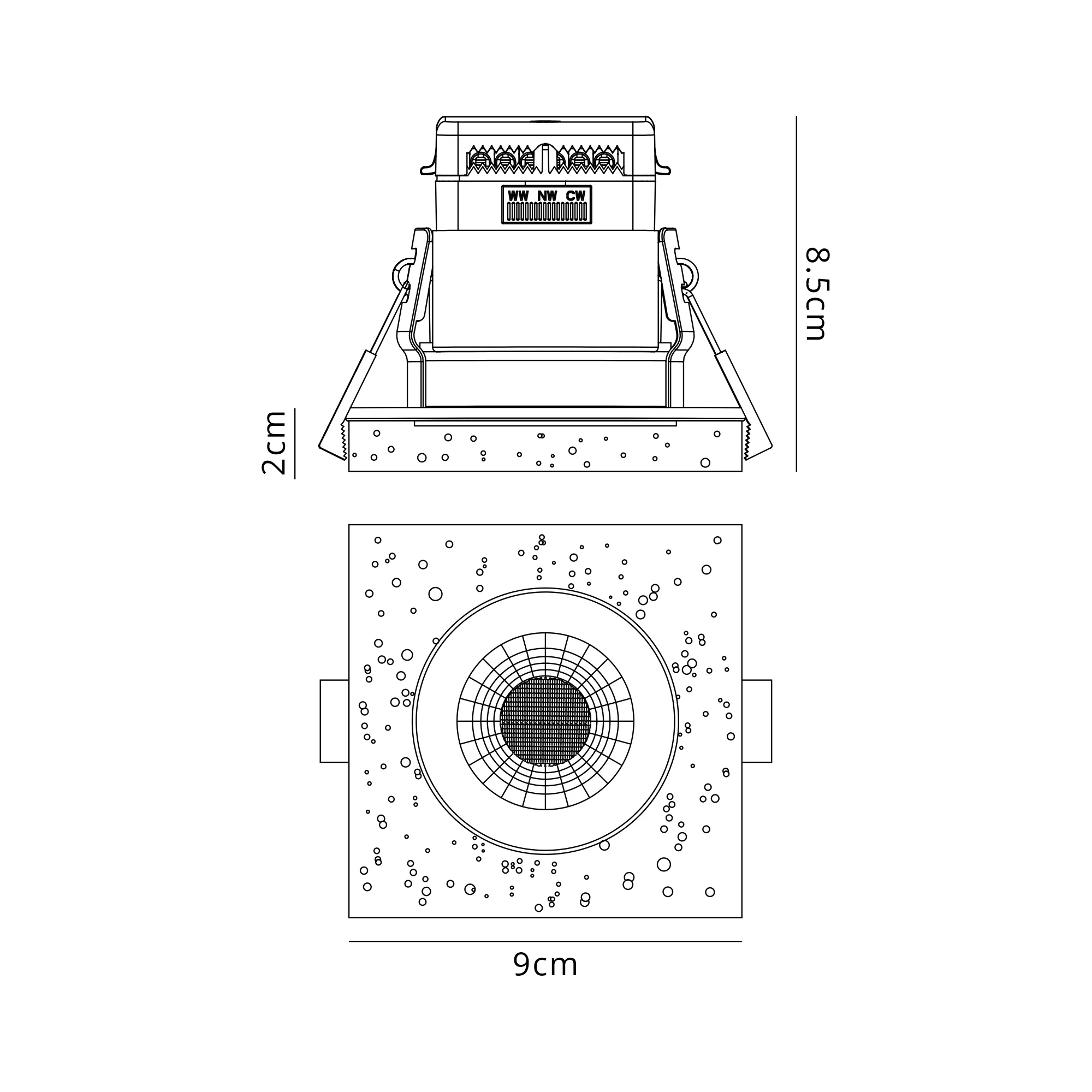 Zarya 8W IP65 Crystal Bubble Fire-Rated Downlight - Square - Image 9
