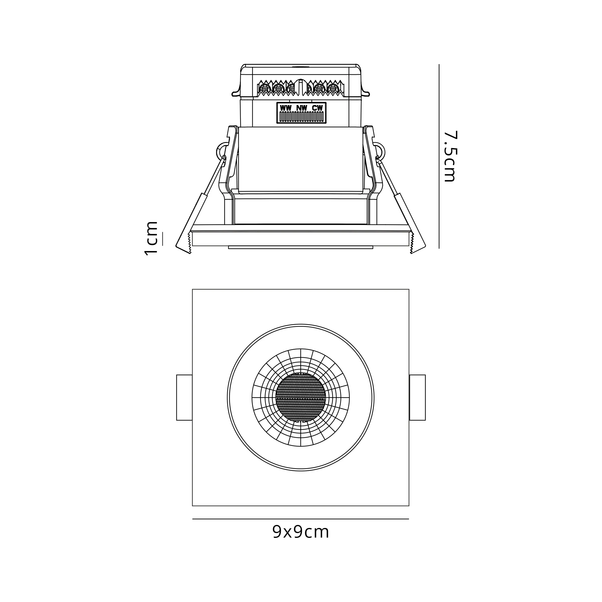 Zarya 8W IP65 Fire-Rated Downlight - Chamfered Square/Round - Image 7