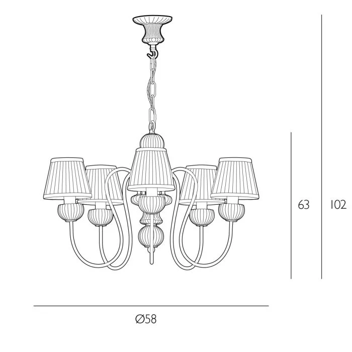 Zhivago 5 Light Armed Pendant Bespoke Fitting Only- Various Colours - Image 25
