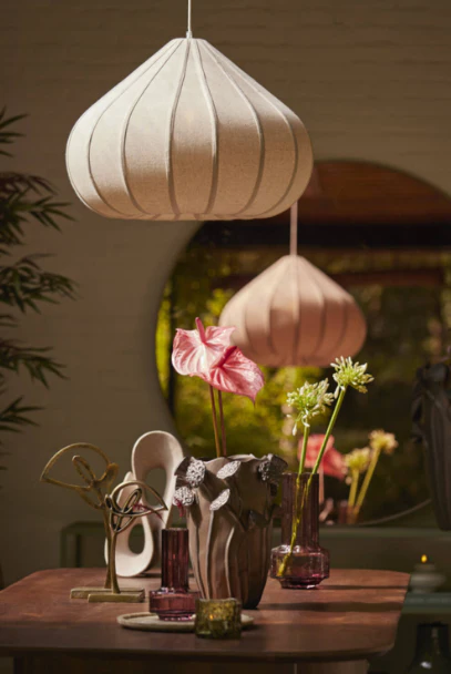 Zubeda Hanging Lamp - Linen Natural/ White Finishes - Image 7